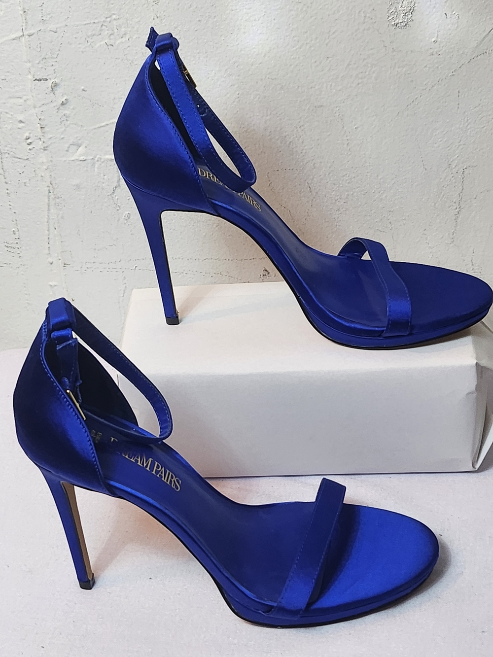 Dream Pairs, Size 9,Elegant Blue Satin Ankle-Strap Heels